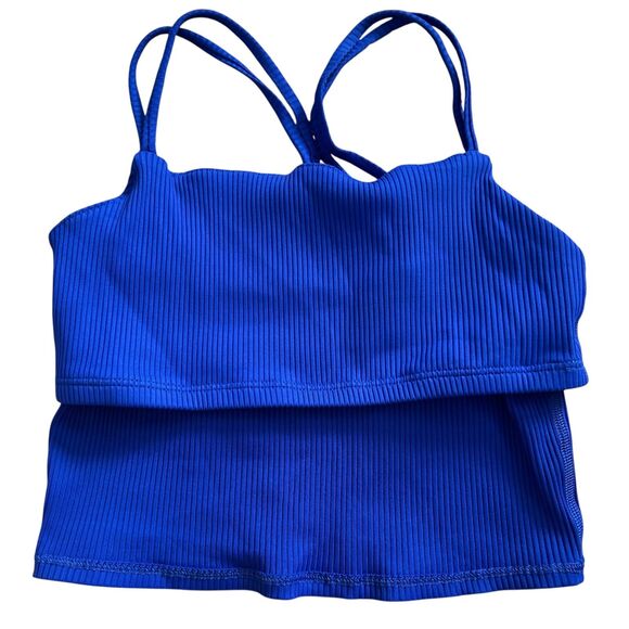 Carbon38 Ribbed Cami Bra Blue - Picture 6 of 10